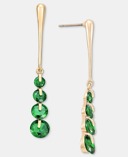 Линейные серьги Anne Klein с фианитами, зеленые