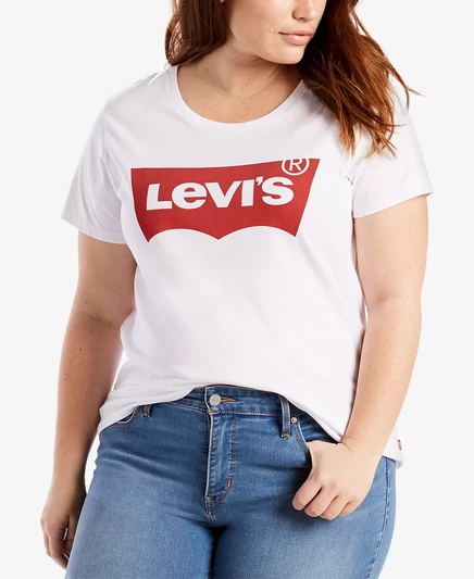 Женская футболка Levi's с логотипом, больших размеров, белая