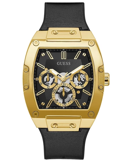 Мужские часы Guess 43 мм кожано-силиконовый ремешок, черные
