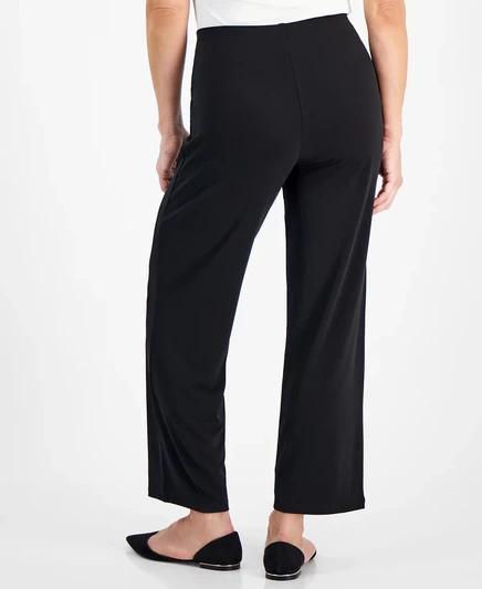 Трикотажные брюки Petites из коллекции JM с широкими штанинами, Petite & Petite Short, созданные для Macy's deep black