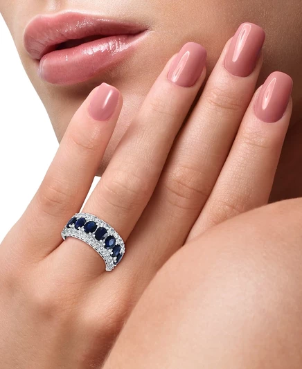 Кольцо EFFY с сапфирами в 14K белом золоте, синее
