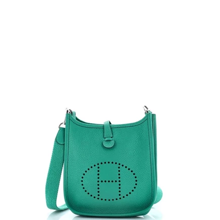 Женская сумка Pre-Owned HERMS Evelyne TPM кожа Clemence, зеленая
