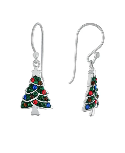 Новогодние серьги-подвески Macy's с кристаллами, серебристые