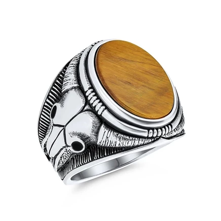 Мужское кольцо Bling Jewelry Signet, серебро 925, коричневое