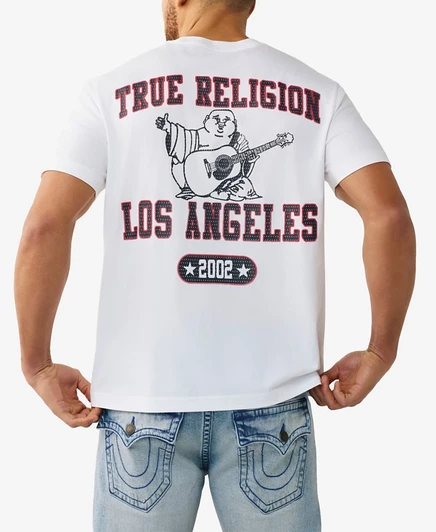 Мужская футболка True Religion с изображением Будды с коротким рукавом белого цвета