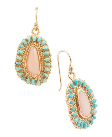 Серьги Barse Cactus Rose с опалом и бирюзой, разноцветные