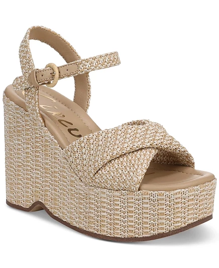 Женские босоножки на танкетке из рафии на платформе Joanne от Sam Edelman цвета слоновой кости/кремового цвета