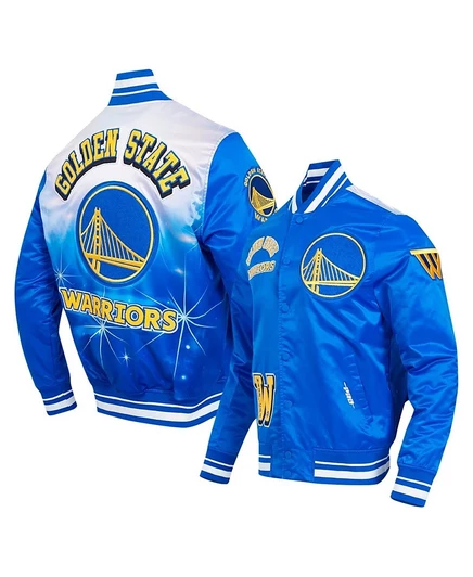 Мужская куртка Pro Standard Royal Golden State Warriors из сублимированного атласа на полной застежке