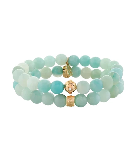 Браслет с мотивом из бисера с заряженным камнем, комплект из 2 предметов amazonite