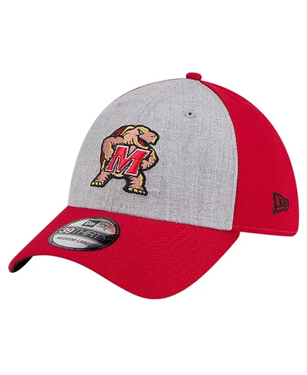 Мужская двухцветная шляпа New Era Heather Grey/Red Maryland Terrapins Flex длиной 39 см от New Era