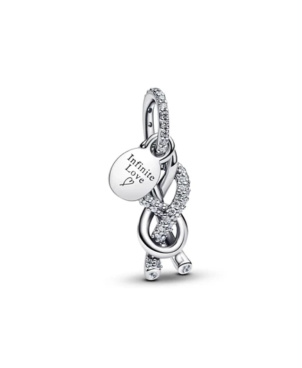 Шарм Pandora Infinity Knot подвесной, серебро, с фианитами