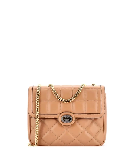 Женская сумка Gucci Small Deco Flap кожа, бежево-коричневая