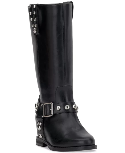  Женские мотоботинки Milley с шипованной сбруей black smooth