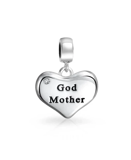 Шарм Bling Jewelry «God Mother» сердечко, серебро
