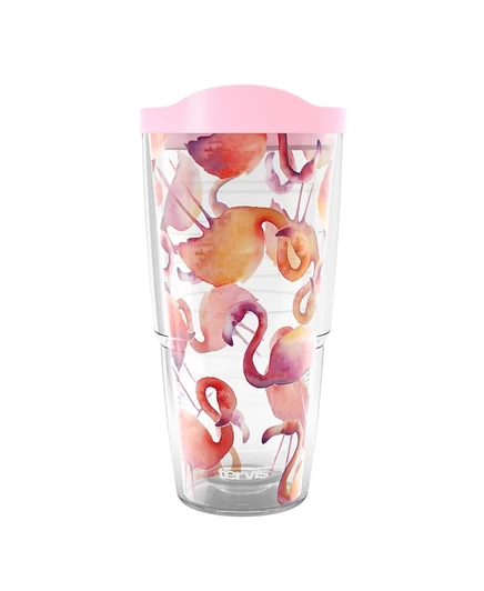 Tervis Flamingo Splash, Сделано в США, Туристический стакан с двойными стенками, сохраняет напитки холодными и горячими, 24 унции, Классический