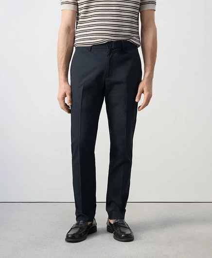 Мужские хлопчатобумажные брюки из саржи Mango Slim Fit синего цвета