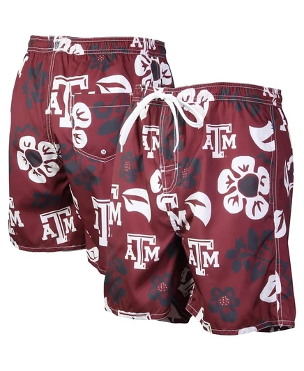 Мужские плавки-шорты Wes & Willy Floral Volley Logo Texas A&M, бордовые