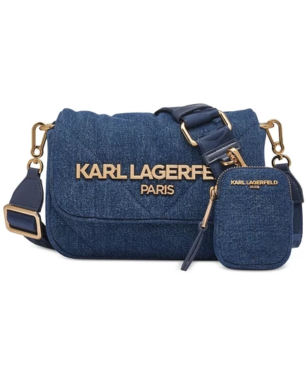Женская сумка‑кроссбоди Karl Lagerfeld Paris Voyage стёганая джинсовая, синяя