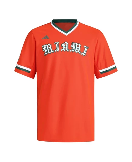 Мужская оранжевая бейсбольная майка Adidas Miami Hurricanes с V-образным вырезом orange