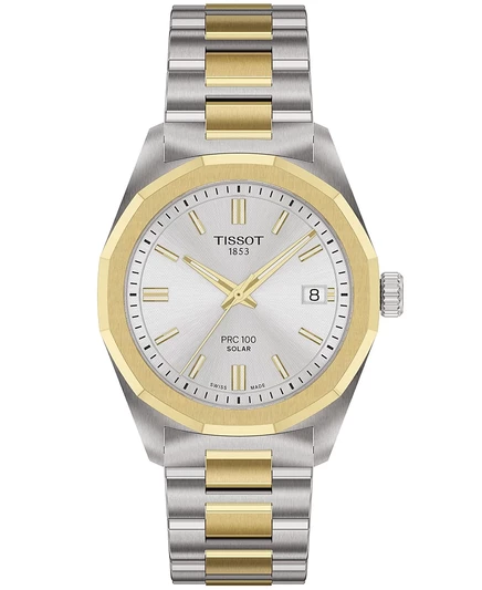 Мужские часы Tissot из нержавеющей стали с двухцветным и желтым золотом, серебро 34 мм