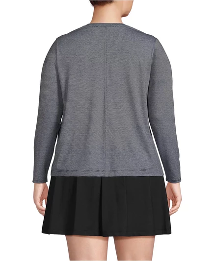 Топ с длинным рукавом Lands' End Plus Size Power Performance black pinstripe