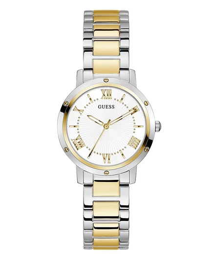 Женские часы Guess 34 мм золотистые, белый циферблат