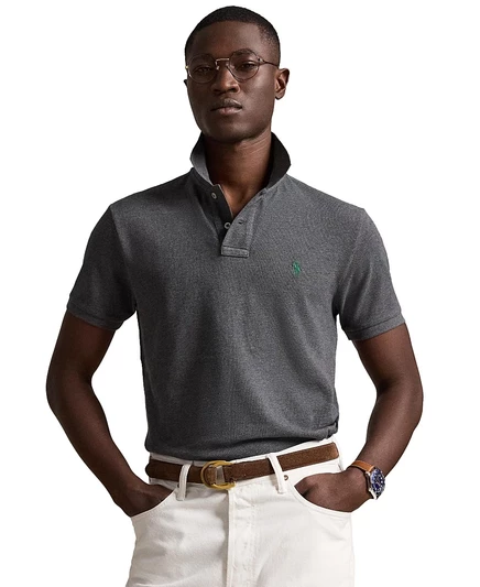 Мужское поло Polo Ralph Lauren Custom Slim, серое (3)