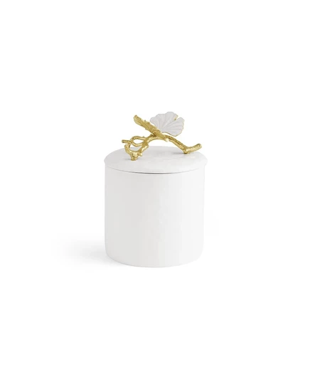 Банка Michael Aram Butterfly Ginkgo Gold фарфоровая, белая
