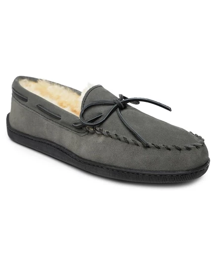 Мужские тапочки Minnetonka из овчины с жёсткой подошвой, серые