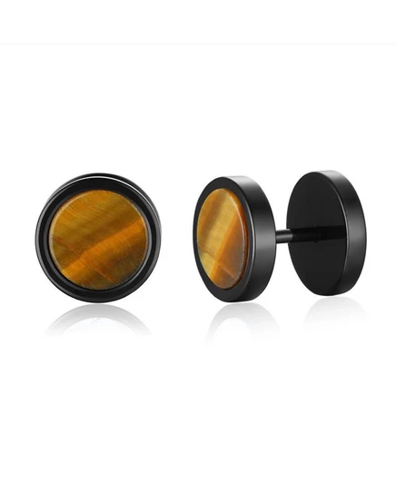 Серьги-гвоздики с круглым камнем из нержавеющей стали tiger eye