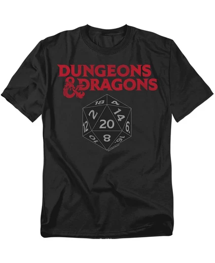 Большая и высокая футболка Dungeons & Dragons черного цвета D20 black