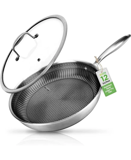 Сковорода NutriChef 30 см с крышкой, трёхслойная сталь