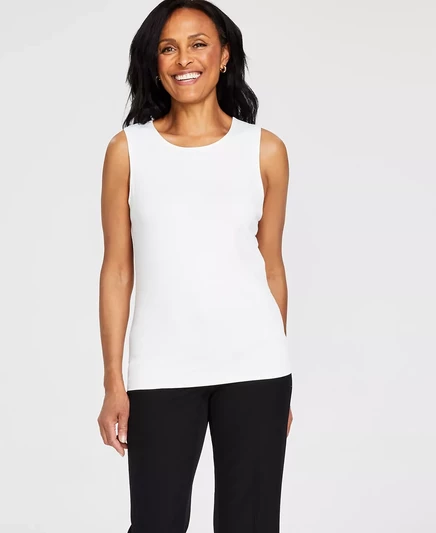  Женская многослойная майка с круглым вырезом, созданная для Macy's bright white