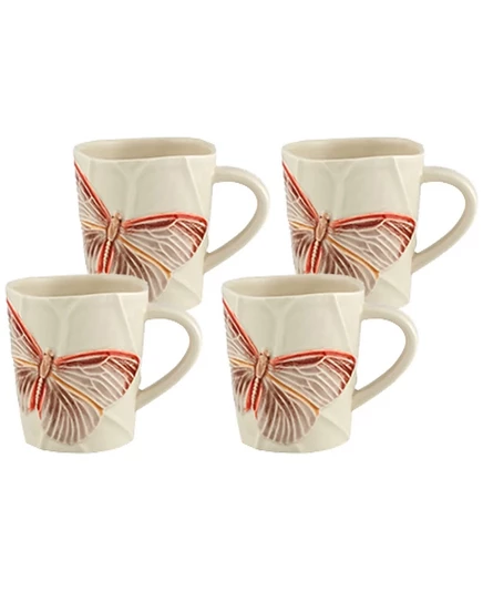 Набор из 4 кружек Bordallo Pinheiro Cloudy Butterflies, желтые