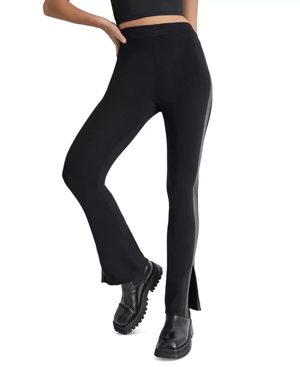  Женские расклешенные брюки Apres Ski с высокой посадкой и боковым вырезом black charcoal heather