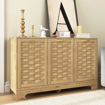 Шкаф-купе Streamdale Furniture Премиум-класса из плетеного дерева с большим количеством мест для хранения и прочной стойкостью коричневого цвета