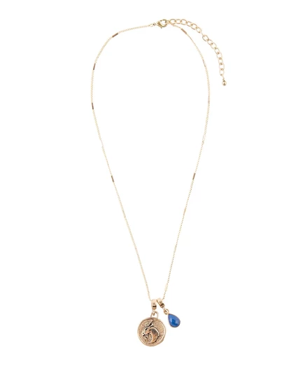 Монета Зодиака Барс Подлинное ожерелье-талисман в виде капли слезы capricorn-genuine lapis