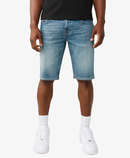 Мужские шорты прямого кроя Ricky с клапаном на одной игле True Religion синего цвета