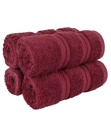 Набор из 4 турецких полотенец для лица American Soft Linen, красные, 33×33 см