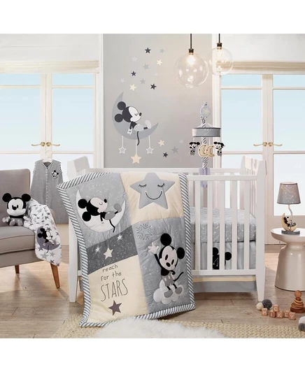 Комплект постельного белья для детской кроватки Lambs & Ivy Baby Disney с Микки Маусом Серо-желтый из 4 предметов от