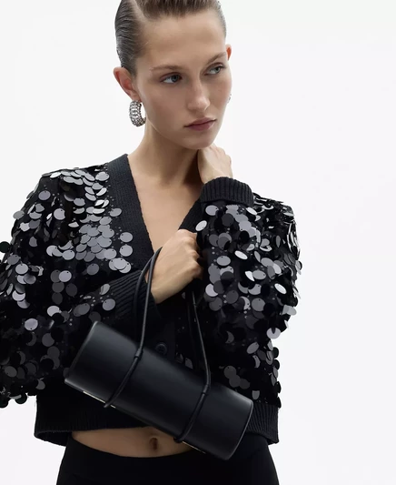 Женский вязаный кардиган с пайетками Mango black