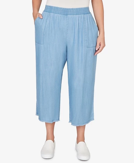 Брюки Alfred Dunner Plus Size Beachcomber с широкими штанинами и накладными карманами на щиколотках синего цвета