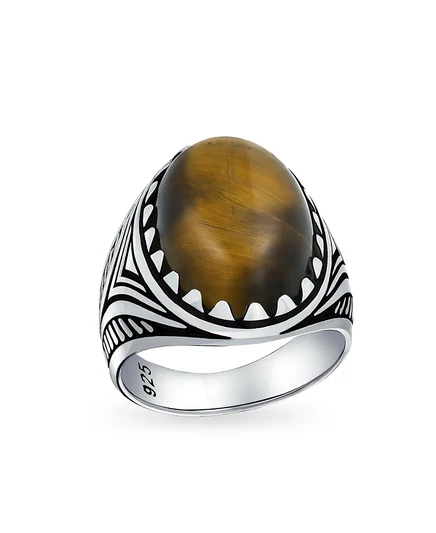 Мужское кольцо Bling Jewelry из серебра с ониксом, коричневое