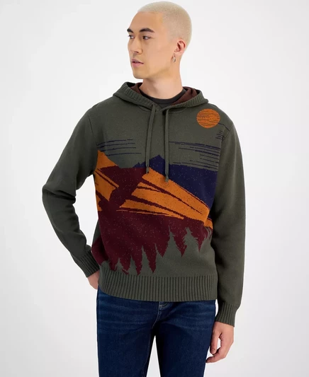  Мужская толстовка с капюшоном Scenic Mountain Graphic, созданная для Macy's dark coyote