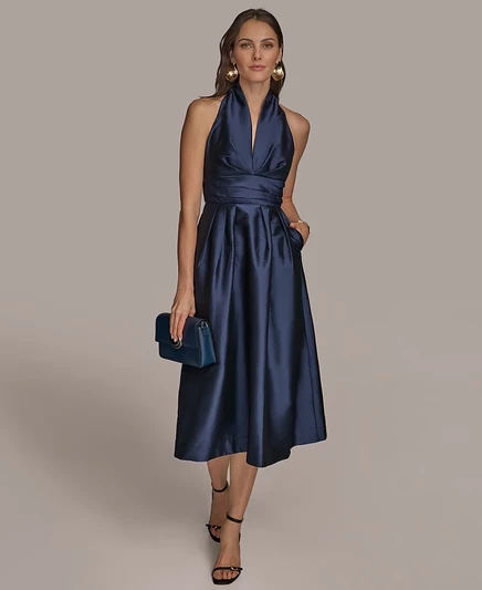 Женское платье Donna Karan New York халтер миди из тафты, синее