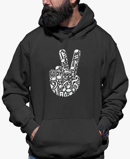Мужское худи LA Pop Art с принтом Peace Finger, серое