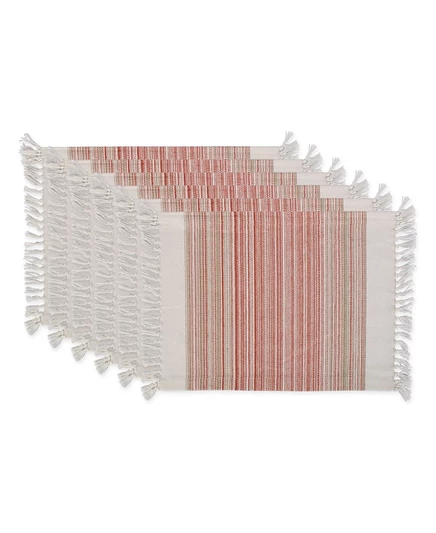 Design Imports Fringed Stripe Placemats, 13