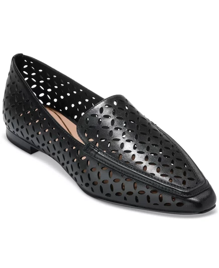  Женские мокасины Chantal на плоской подошве black perforated leather