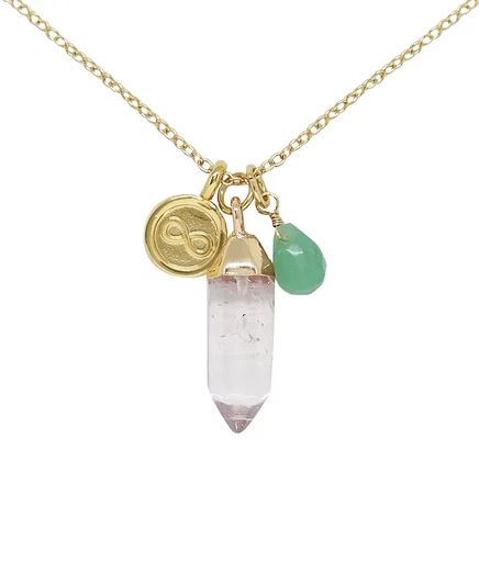 Ожерелье-шарм с заряженным кристаллом и драгоценным камнем aventurine
