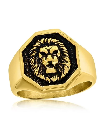 Мужское кольцо Metallo Lion из нерж. стали, золотое